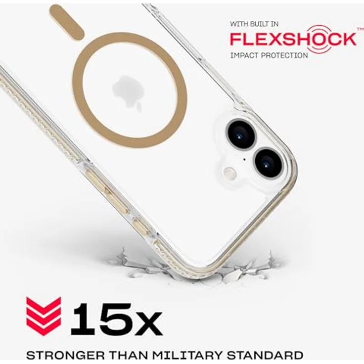 Evo Tech21 EvoCrystal Cover für iPhone 16 Plus, MagSafe-kompatibel, Fallschutz bis 4,9 m, transparent-gold – Bild 3