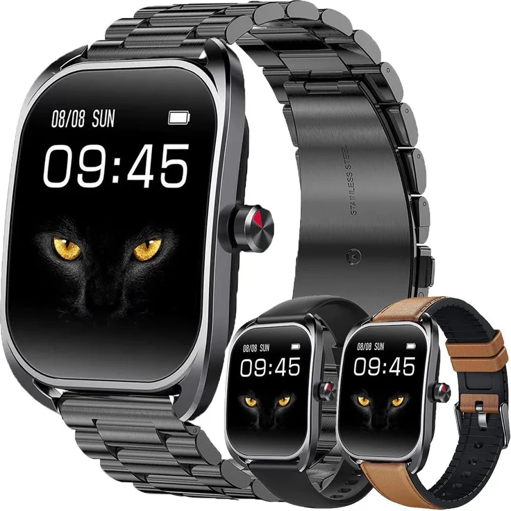 SGDDFIT Smartwatch Herren 2.01 Inch AMOLED Ultrathin mit Telefonfunktion, Fitnessuhr, Schlafmonitor, Herzfrequenz, Blutdruck, 130 Sportmodi, 5ATM Wasserfest