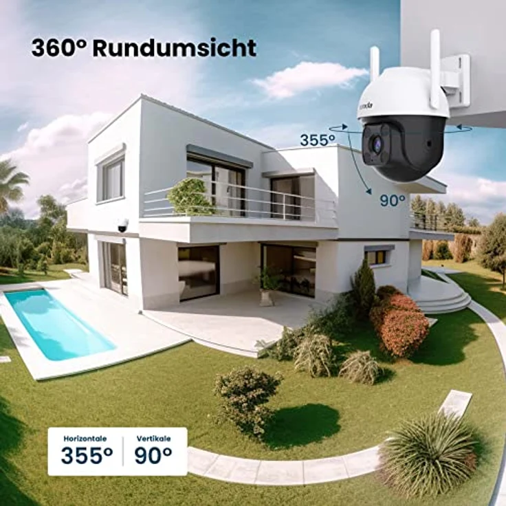 Tenda Überwachungskamera Aussen WLAN, 1080P WLAN Kamera Outdoor mit Nachtsicht in Farbe, 2-Wege Audio, Personenerkennung & Bewegungserkennung, Ton- und Lichtalarm, Kompatibel mit Alexa, CH3 – Bild 3