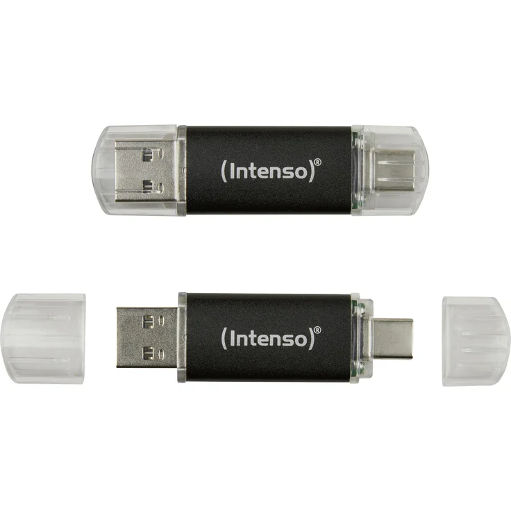 Intenso Twist Line USB-Stick, 128 GB, USB-A & USB-C, grau, bis zu 70 MB/s Transferrate – Bild 1