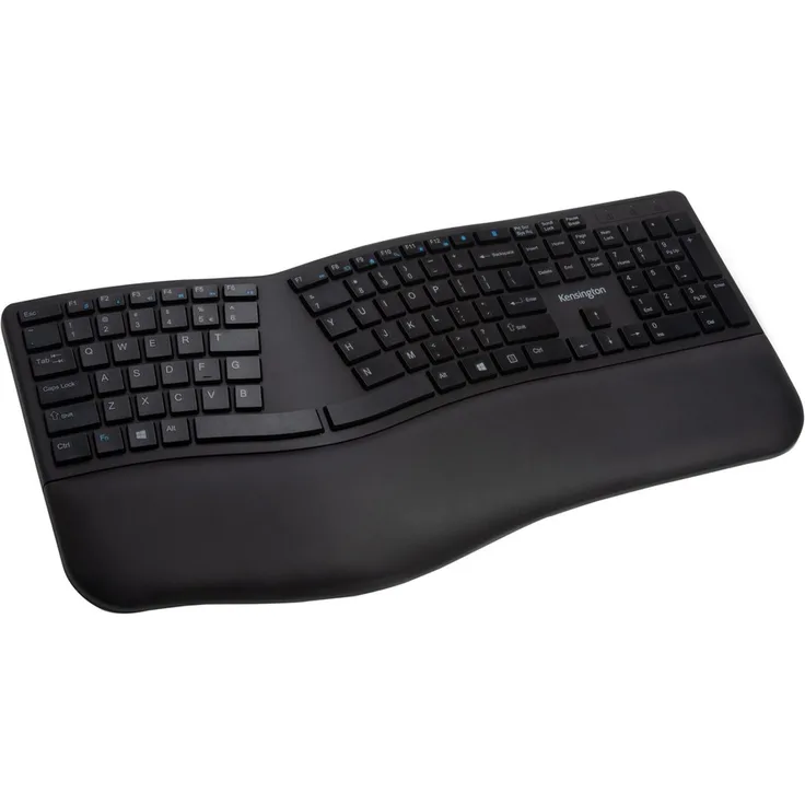 Kensington ProFit Ergo Wireless, Volle Größe AZERTY-Tastatur in Schwarz, Verkabelt & Kabellos (RF + USB)