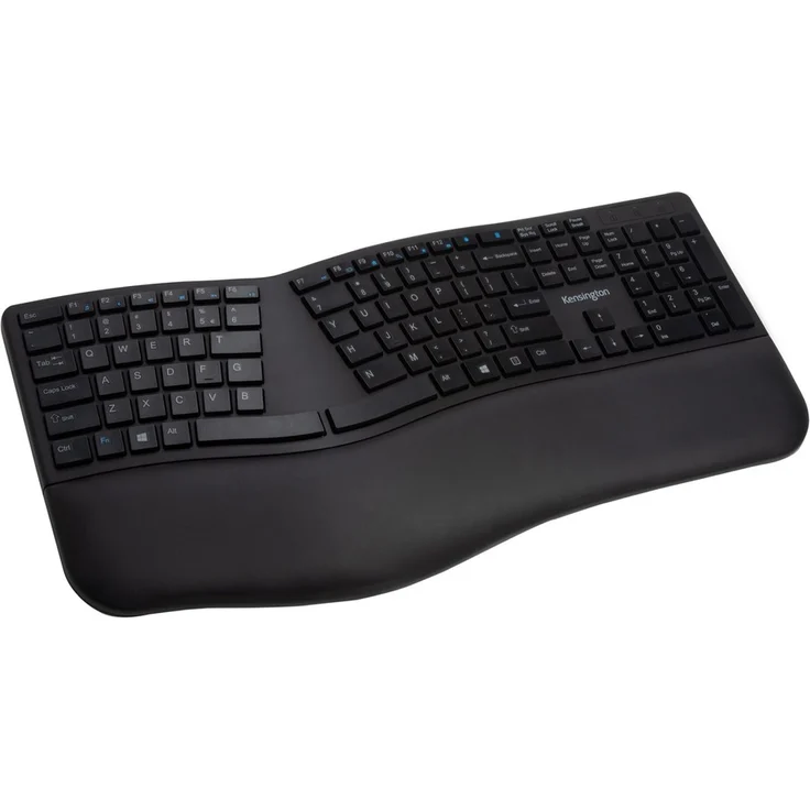 Kensington ProFit Ergo Wireless, Volle Größe AZERTY-Tastatur in Schwarz, Verkabelt & Kabellos (RF + USB)