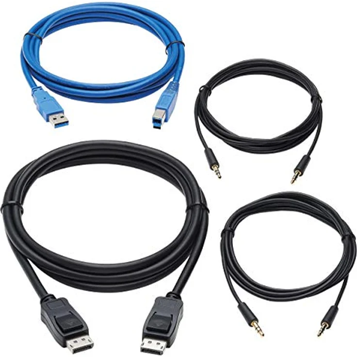 Tripp Lite DisplayPort KVM Cable Kit 4K DP USB 3.2 3,5mm Audio Jack 4 in 1 KVM Cable Set (M/M) 1,8m (P785-DPKIT06) – Bild 1