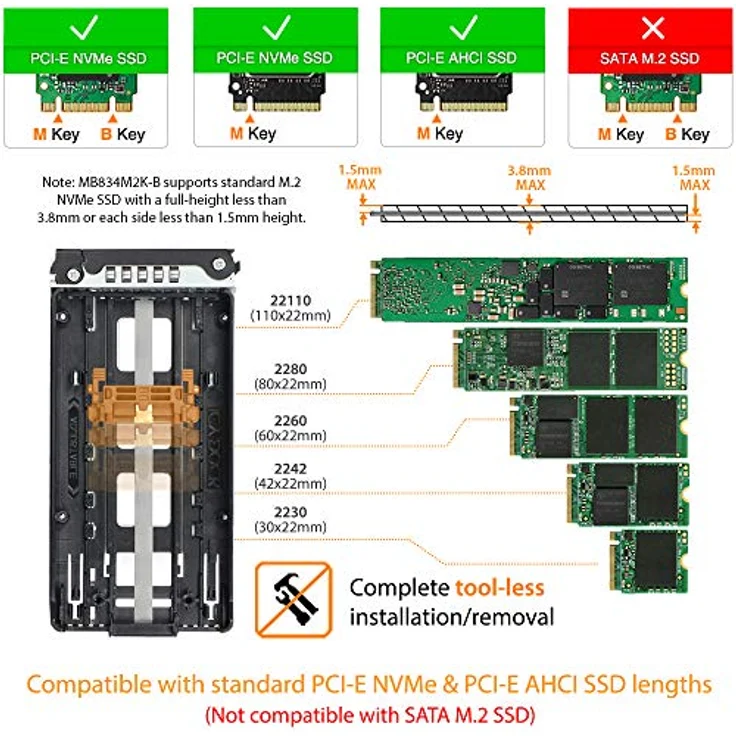ICY DOCK 2 x M.2 NVMe PCIe 4.0 64Gbit/s SSD zu 2 x SlimSAS 4i SFF-8654 Wechselrahmen Einbaurahmen Metall - ToughArmor MB834MK-B V2 – Bild 4
