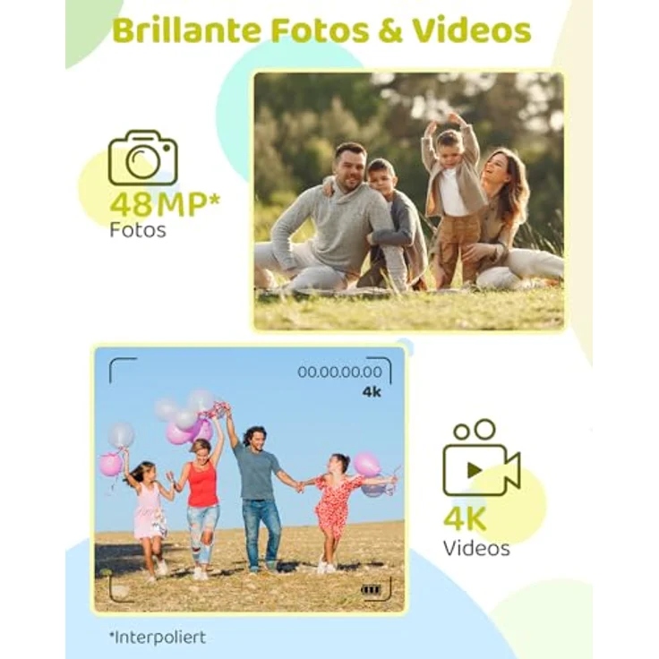 Rollei Compactline Pocket, 48 MP Kompaktkamera mit 8000 x 6000 Pixel Auflösung, transparent blau – Bild 2