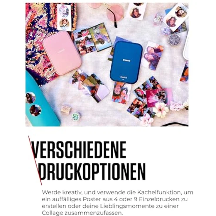 Canon Zoemini 2 Mini Fotodrucker mobil tragbar unterwegs Hosentasche Printing KIT (Fotodruck 5x7,6 cm, Smartphone + Tablet, eingebauter Akku) Marineblau [+ 20er Zink Druck-Set + 10er Circle Sticker] – Bild 10