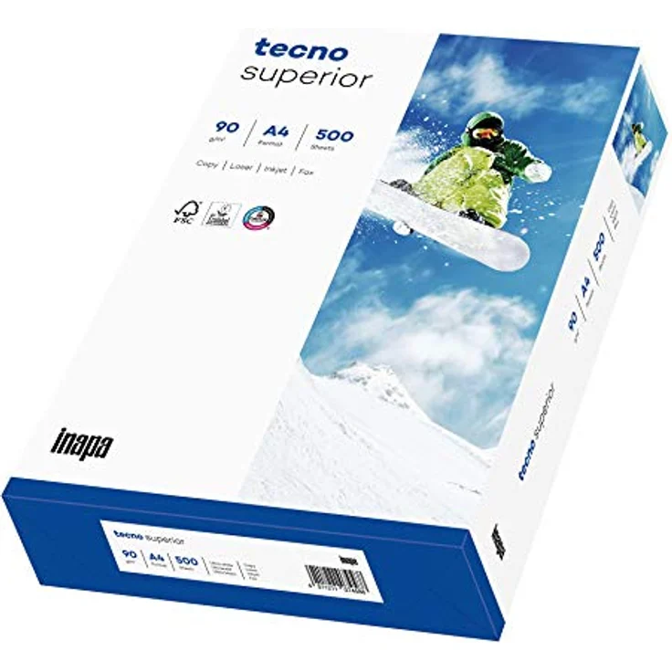 inapa Drucker-/ Kopierpapier tecno Superior: 90 g/m², A4, 2.500 Blatt (5x500), hochweiß – Bild 2