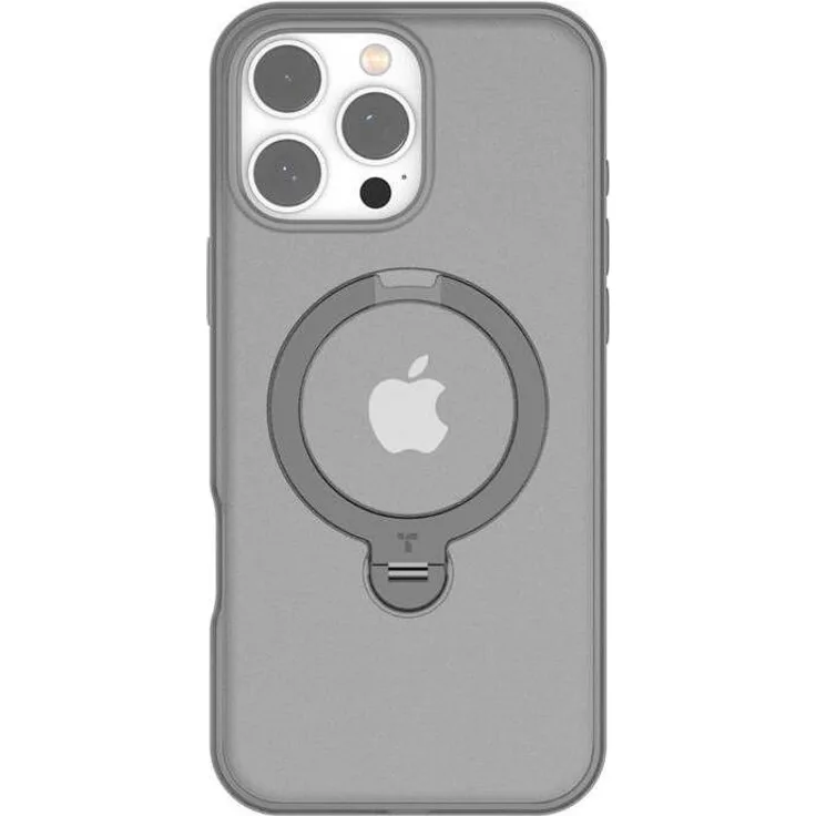 Torras UPRO Ostand Spin, Smartphone Hülle für Apple iPhone 16 Pro mit 360° drehbarem Ständer, MagSafe-kompatibel, Grau