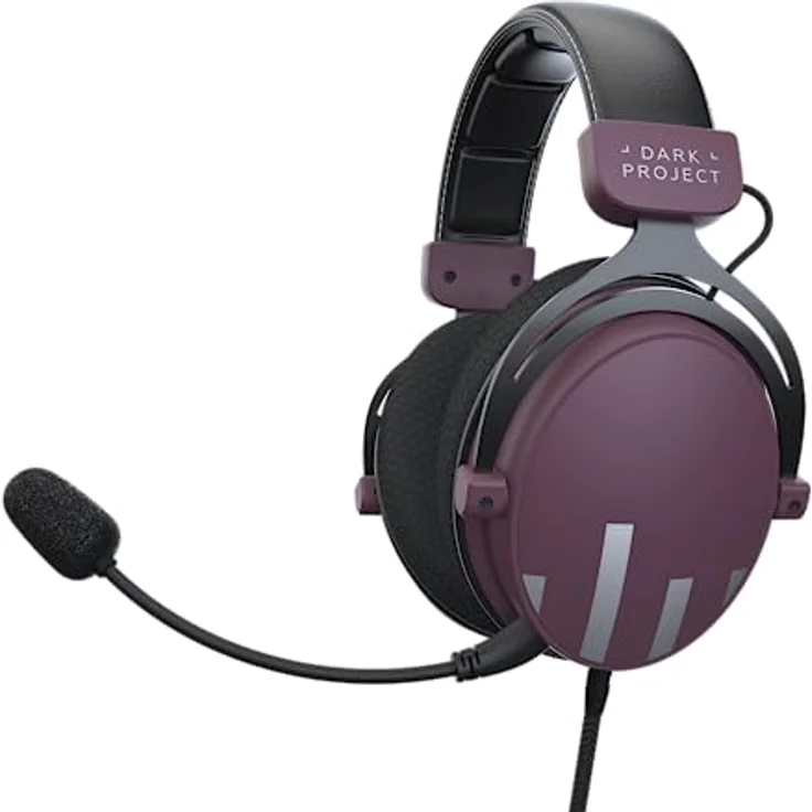 Dark Project One HS4, Gaming-Kopfhörer mit 53-mm-Treibern, abnehmbarem Mikrofon und gepolstertem Kopfbügel – Bild 4