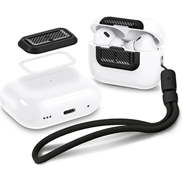 Spigen Lock Fit M [EZ FIT] Verriegelung für AirPods Pro 2. Generation/ AirPods Pro (2019), Carbon, mit Handschlaufe, keine Hülle enthalten – Bild 1
