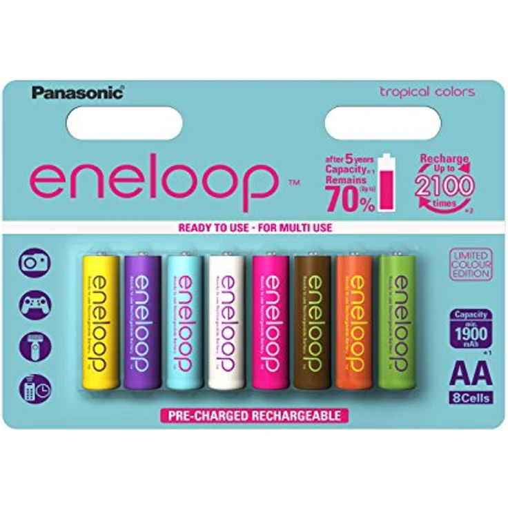 Panasonic eneloop, Ready-to-Use Ni-MH Akku, AA Mignon, 8er Pack, min. 1900 mAh, 2100 Ladezyklen, starke Leistung und geringe Selbstentladung, wiederaufladbare Akku Batterie – Bild 2