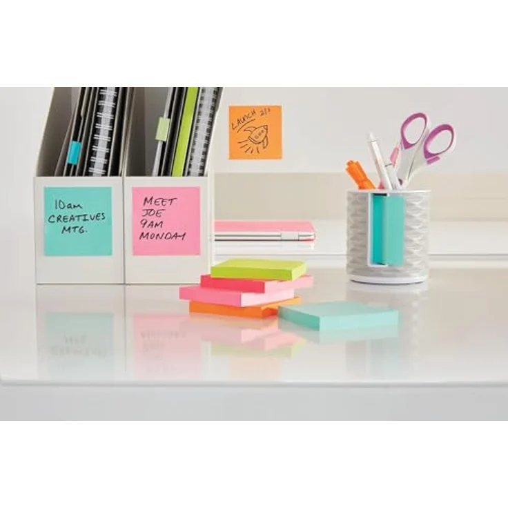 Post-it Notes Haftnotiz Würfel 76 x 76 mm, 450 Blatt in 6 Farben (ultragelb, limonengrün, ultrapink, ultragrün, hellblau, türkis) – Bild 7