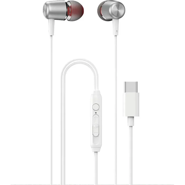 Dudao X1Prot In-Ear Kopfhörer, kabelgebunden mit USB-C Anschluss, 1.2 m, weiß, hervorragende Klangqualität mit integrierten Anruf- und Lautstärkeregler