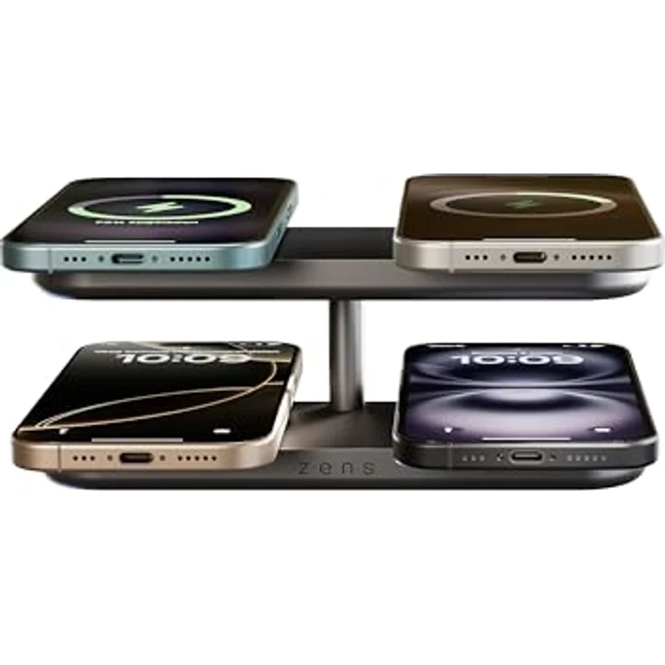 OtterBox Zens Quattro Wireless Charger Pro 4, kabelloses MagSafe und Qi2-Ladegerät (15 W) für iPhone und AirPods, inkl. 65-W-Netzteil und 1,5-m-Kabel, Schwarz – Bild 2