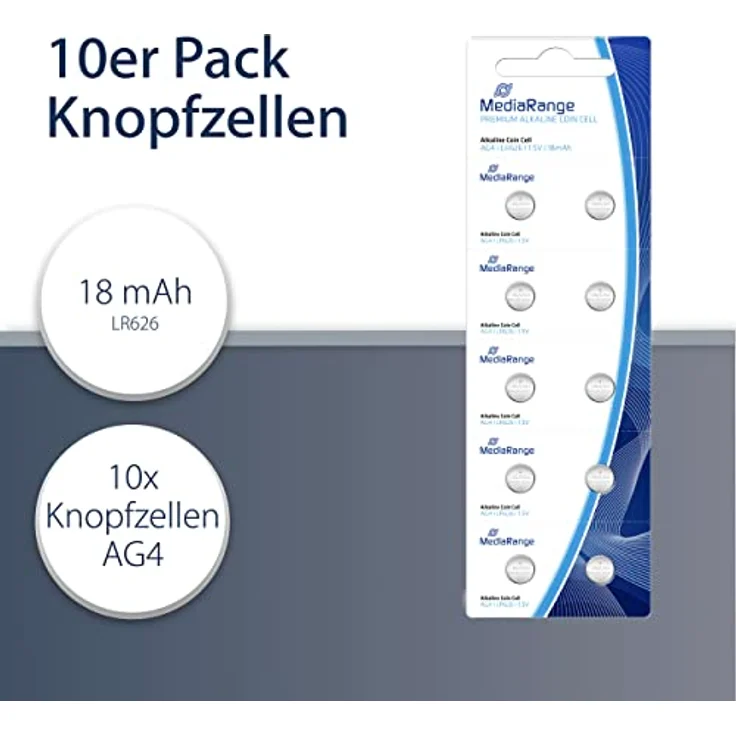 MediaRange Premium Alkaline Knopfzellen, AG4|LR626|1.5V, 10er Pack – Bild 2