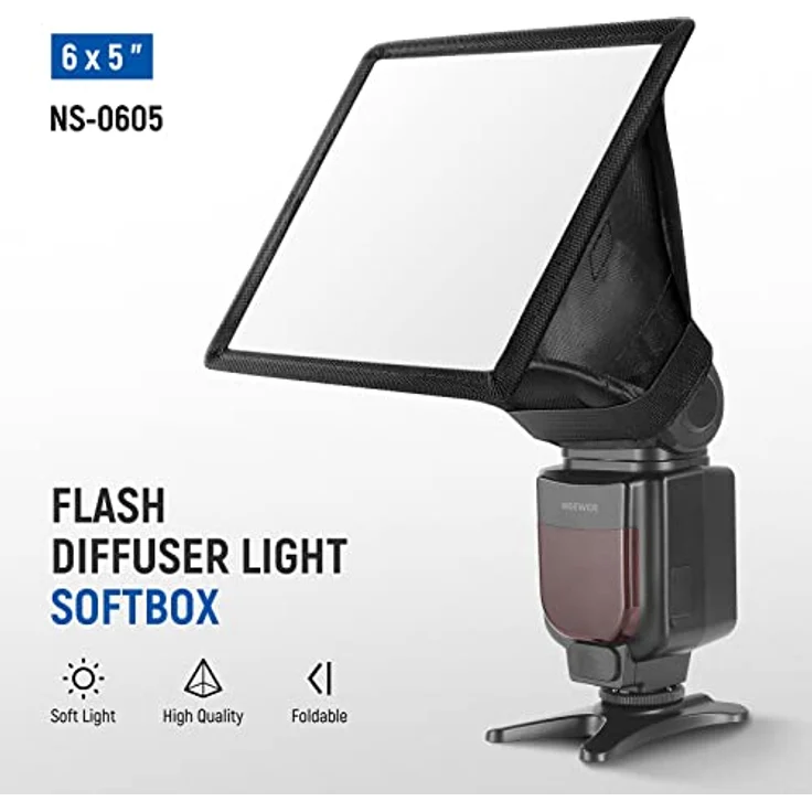 Neewer 15x12,5 cm Speedlite Softbox Blitzlicht Diffusor für Canon 580EX II 600EX-RT, YongNuo YN560 III YN560 IV, Nikon SB-900 SB-910, Neewer TT560 TT520 TT660 und andere DSLR Blitze – Bild 2