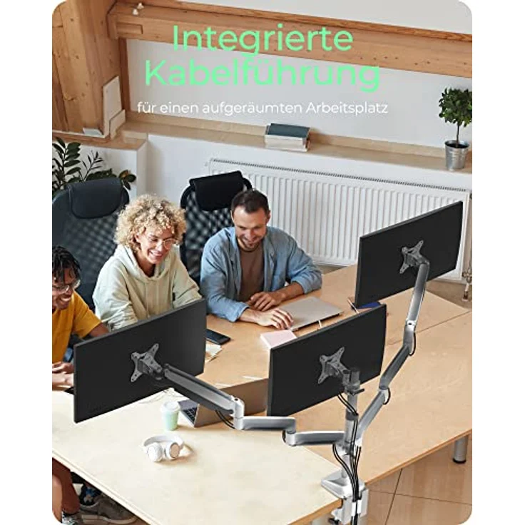 ICY BOX Monitorhalterung mit USB & Audio für 3 Monitore bis 32'' (7kg), verstellbar, drehbar, neigbar, Kabelführung, Klemmbefestigung - Preisvergleich – Bild 2