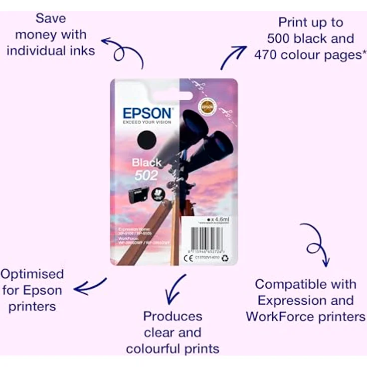 Epson C13T02V14010 Schwarz Original Tintenpatronen 1er Pack – Bild 2