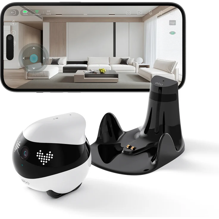 ENABOT Smart Home Kamera EBO Air 2: Mobiler KI‑Begleiterroboter mit HD‑Video, Haustier‑Interaktion & Auto‑Tracking