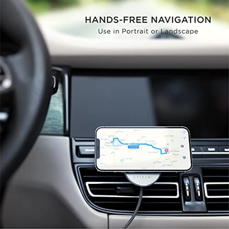 SATECHI Magnetisches kabelloses Autoladegerät (Qi Wireless Charging) 7,5W Lüftungshalterung - Kompatibel mit iPhone 15 Pro Max/15 Pro/15/15 Plus, 14 Pro Max/14 Pro/14/14 Plus, 13 Pro Max/13 Pro – Bild 4