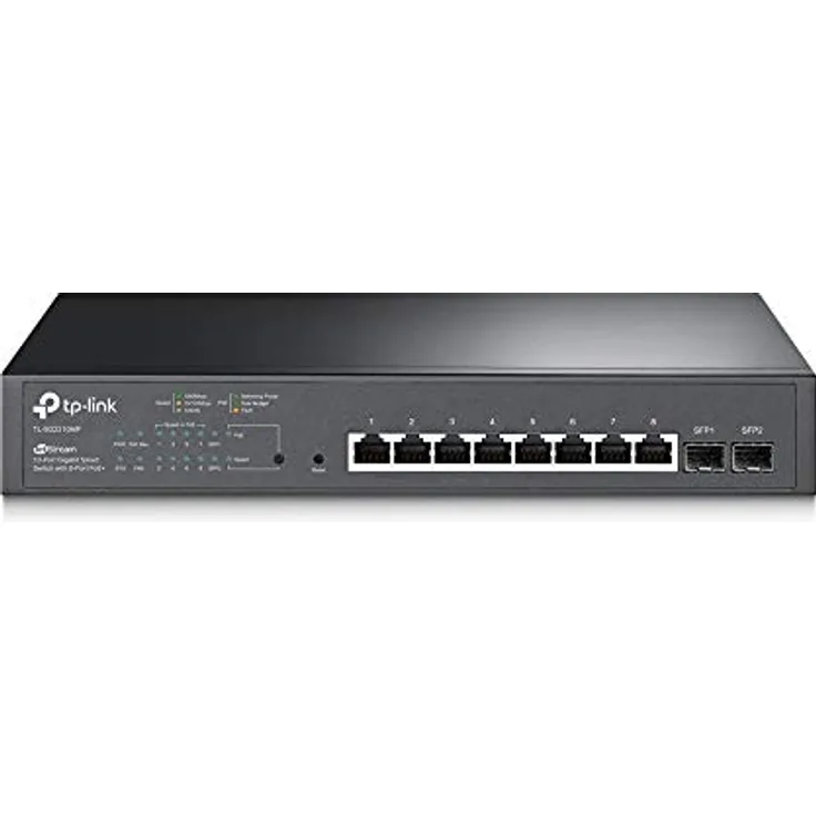 TP-Link TL-SG2210MP 8 Port Gigabit Smart PoE Switch mit 2 SFP-Slots, 8 PoE+ Ports mit einer Gesamtleistung von bis zu150 W, Omada-SDN integriert