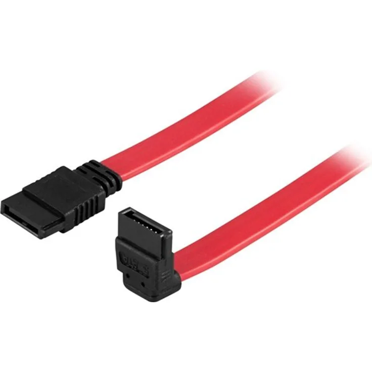 Deltaco SATA / SAS Kabel, 30 cm, rot, mit gewinkeltem und geradem Stecker