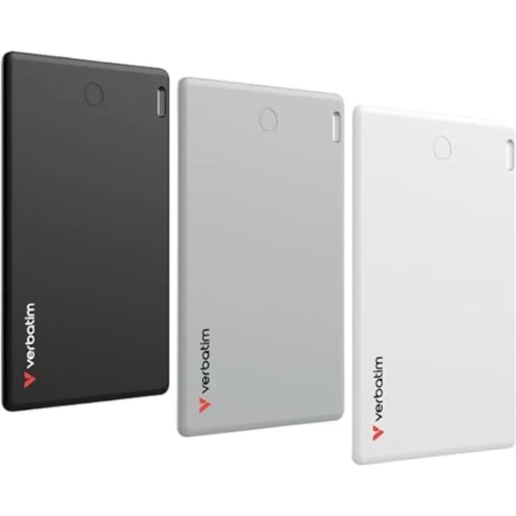 Verbatim My Finder Card 3er Set, Slim Wallet Tracker-Karte, wiederaufladbarer Bluetooth Item Finder, schwarz/grau/weiß, wasser- und staubdicht, kompatibel mit Apple „Wo ist?“, bis zu 60 Tage Akkulaufzeit – Bild 1