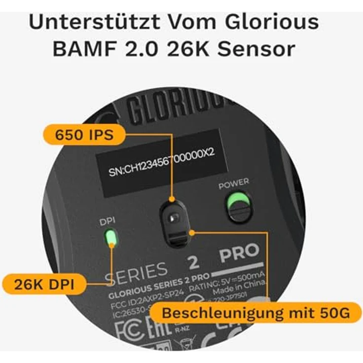 Glorious Series 2 PRO Wireless Gaming Maus, kabellose Gaming-Maus für Rechtshänder, 55 g leicht, 26.000 DPI, 80 Std. Batterielaufzeit, weiß – Bild 6
