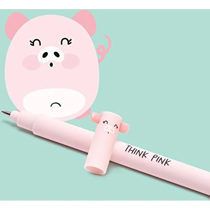 Legami Gelschreiber Schwein, EP0008, löschbar, Gehäuse rosa, 0,7mm, Schreibfarbe pink – Bild 2