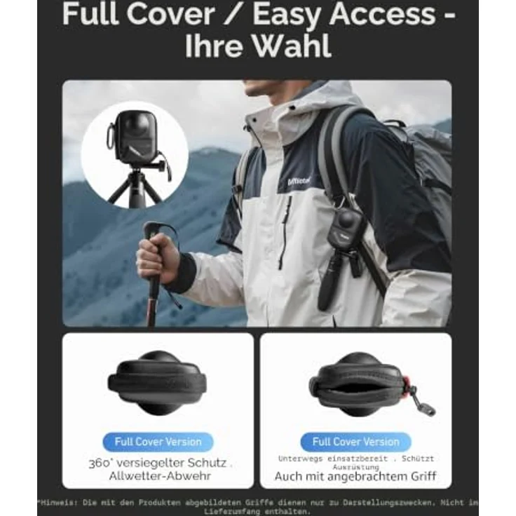 TELESIN Telesin DJI Osmo 360 Schutztasche, starren PU-Schale, weiches Samt-Innenfutter, wetterbeständig, schwarzes Design – Bild 5