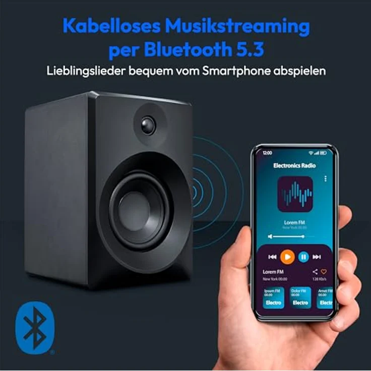 MEDION P61925 Regallautsprecher (aktive und passive, Holzgehäuse, Bluetooth5.0, 2 Wege System, integrierter Hochtöner und Subwoofer, Drehregler, optischer Eingang SPDIF, Line In RCA, 2X 50 Watt RMS) - Preisvergleich – Bild 3