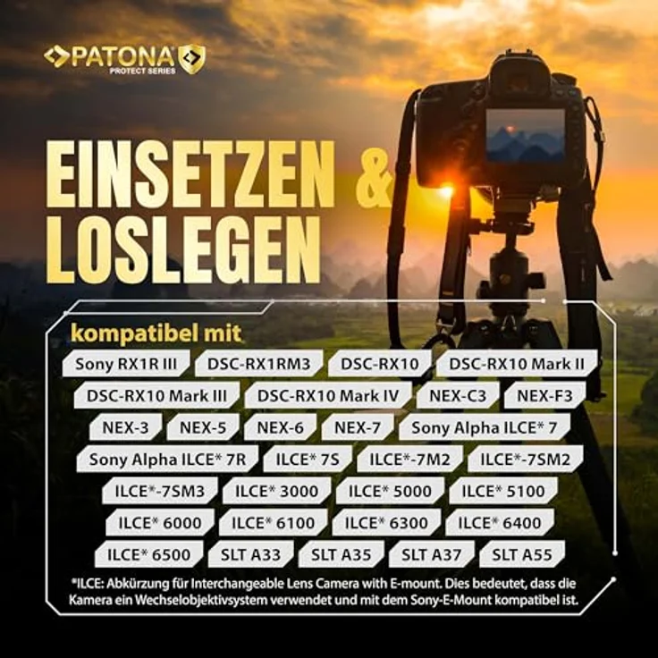 PATONA Protect NP-FW50, 1100mAh Kamera-Akku für Sony Alpha 7, 7R, 7II, 7S, A5000, A6000, A6300, A6400, ZV-E10, mit Überladungsschutz und langer Akkulaufzeit – Bild 3