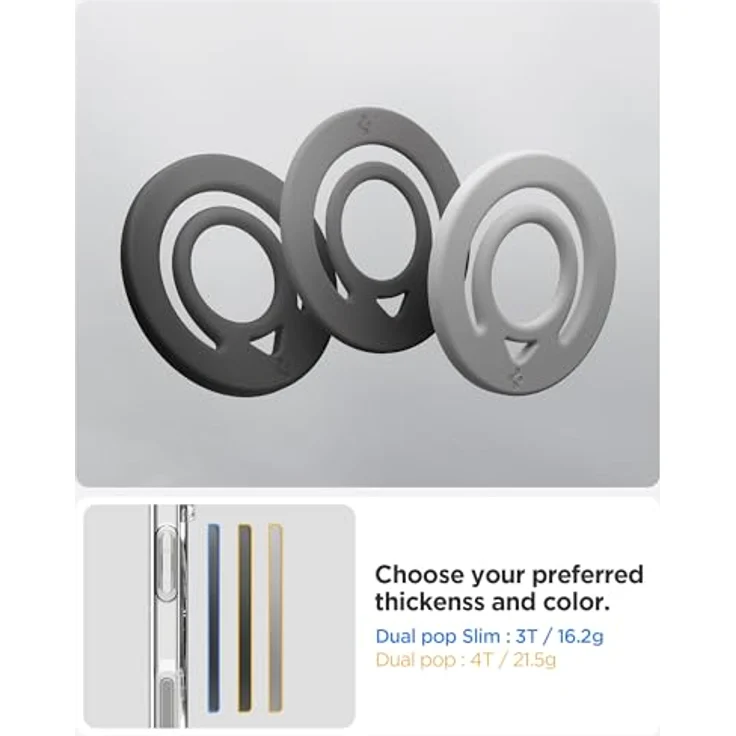 Spigen Dual Pop MagFit MagSafe Ring Magnet Halterung, Doppelseitiger, Flexibel, Leicht und dünn [Marmor-Grau] für iPhone 17/16/15 Pro Max, Google Pixel 10 Pro, Samsung Galaxy S25 – Bild 4