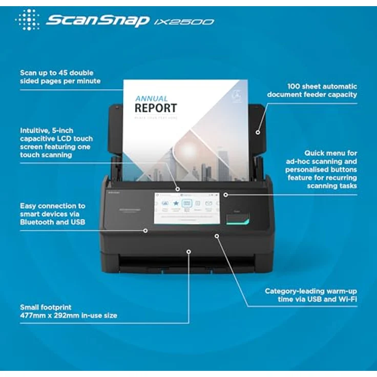 RICOH ScanSnap IX2500, ADF-Dokumentenscanner mit 45 Seiten/Min, Duplex-Scan, WLAN & USB, schwarz – Bild 7