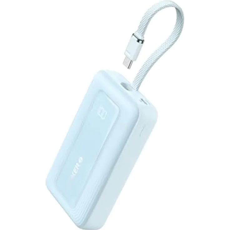 Anker Powerbank 10.000mAh, Zolo Power Bank 30W High-Speed portables Ladegerät mit integriertem USB-C Kabel, Schnelllade-Akkupack für iPhone 16/15 Modelle, MacBook, Galaxy, iPad - Schwarz