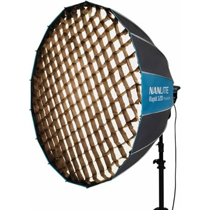 NANLITE SB-RP120 Parabol-Softbox, 120 cm mit Wabengitter und Diffusoren, Bowens-Anschluss, robuster Konstruktion – Bild 4