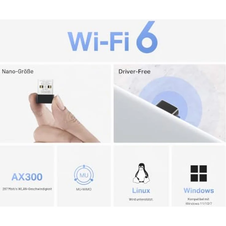 TP-Link Mercusys MA14N AX3000 Nano Wi-Fi USB Adapter, High-Speed Wi-Fi 6 mit bis zu 287 Mbit/s, Plug-and-Play für Windows und Linux – Bild 3