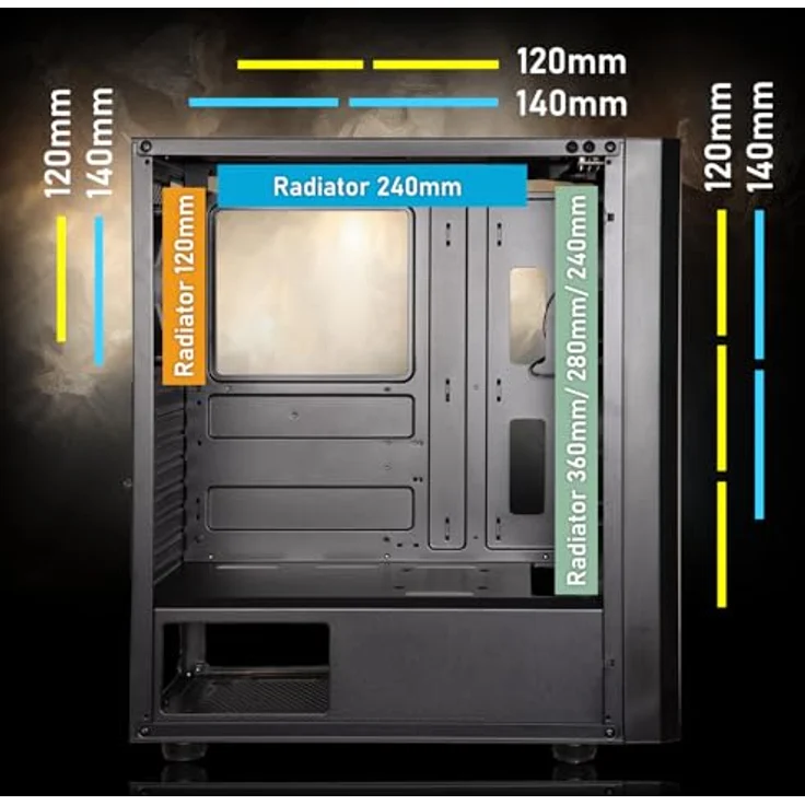 BitFenix Apollo Media Tower PC Gehäuse, Schwarz, mit 4 ARGB 120 mm Lüftern und hohem Luftstrom – Bild 3