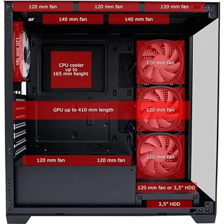 LC-Power Gaming-Gehäuse 715B Seamless Pale X, ATX Midi Tower, PC Gehäuse mit 4 ARGB-Gehäuselüftern, schwarz – Bild 5