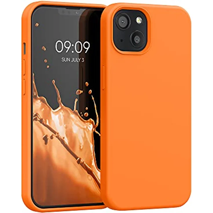 kwmobile Handyhülle für iPhone 13, Silikon Case in Fruity Orange, kabelloses Laden, rutschfest und elastisch – Bild 1