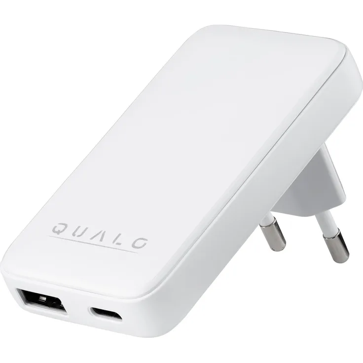 QUALO GaN Ultra Slim USB-A Wandladegerät USB-C PD 45W, weiß, handlich und leistungsstark