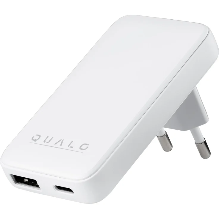 QUALO GaN Ultra Slim USB-A Wandladegerät USB-C PD 45W, weiß, handlich und leistungsstark