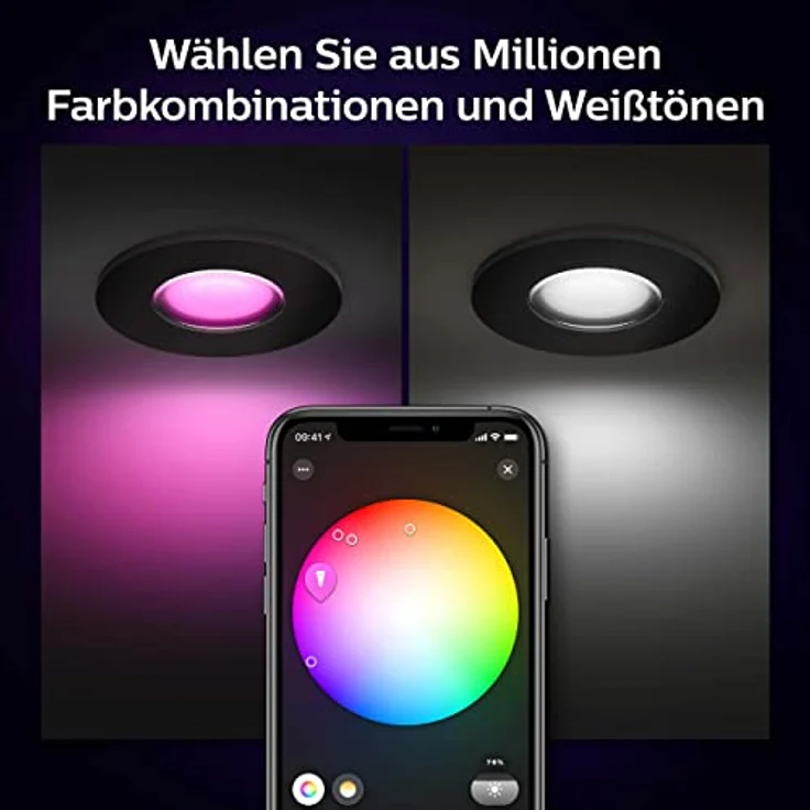 Philips Hue White & Color Ambiance Xamento 3er Deckenspot 3x230lm, schwarz, bis zu 16 Mio. Farben, dimmbar, steuerbar via App, kompatibel mit Amazon Alexa (Echo, Echo Dot) – Bild 4