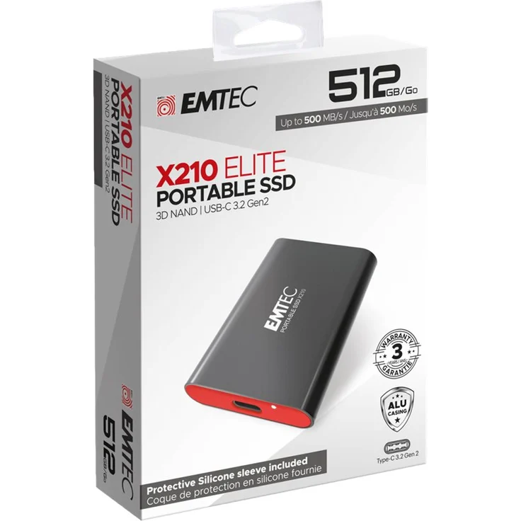 EMTEC SSD 3.2Gen2 X210 512GB Portable ECSSD512GX210 - Solid State Disk – Bild 4