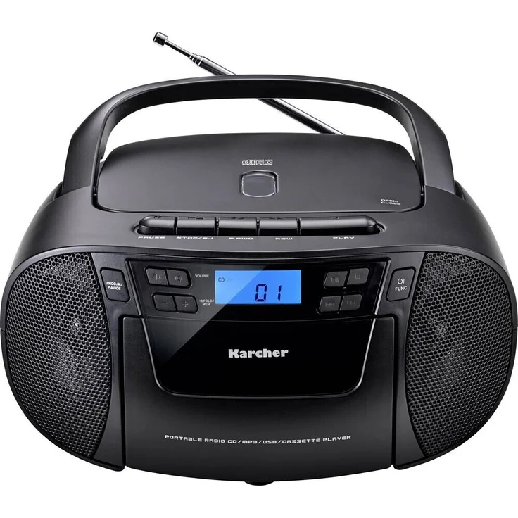 Karcher RR 5045 CD-Radio UKW AUX, CD, Kassette, UKW, USB Schwarz – Bild 1