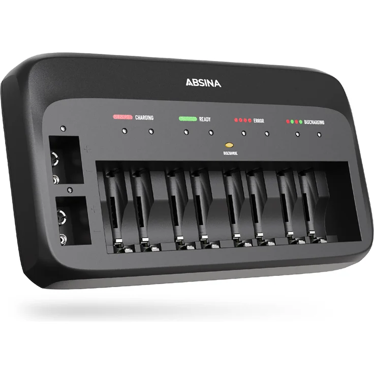 ABSINA X10 Ladegerät für 1-8AA-AAA & 1-2 9-V Akkus – Bild 1