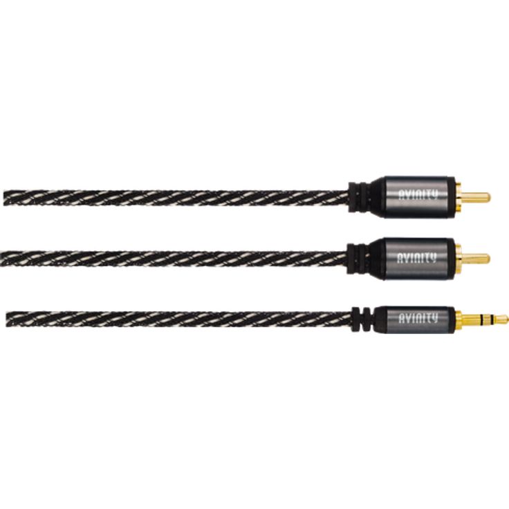 00127077 Audio-Kabel 2 Cinch-Stecker - 3,5-mm-Klinken-Stecker Stereo 1,5 m (Schwarz)