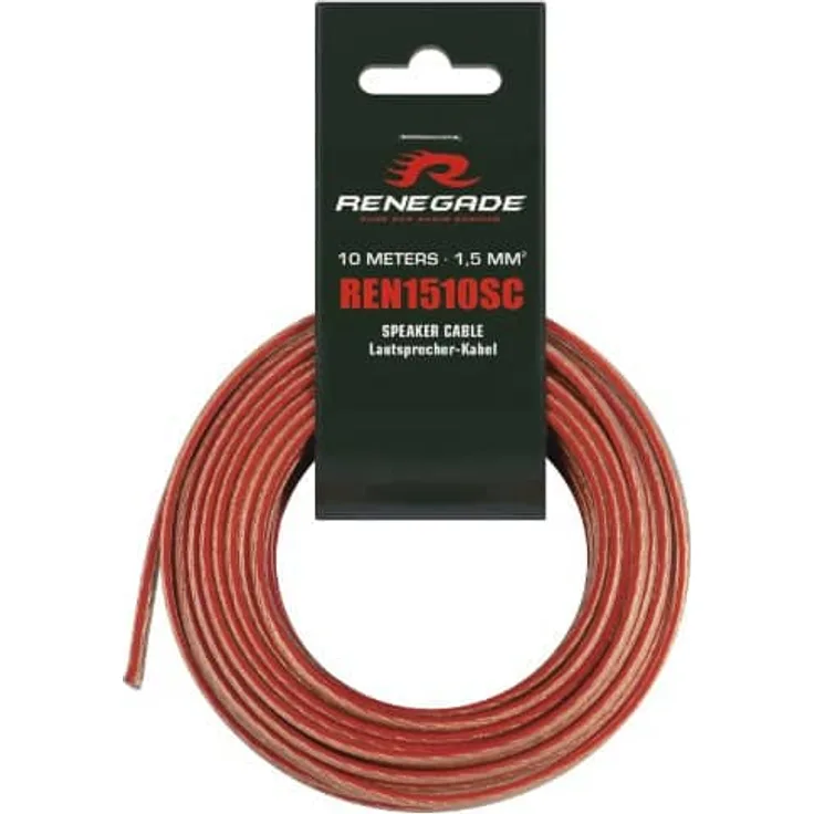 REN1510SC 1,5mm² Lautsprecherkabel (100% CCA, transparent) 10m (Rot)