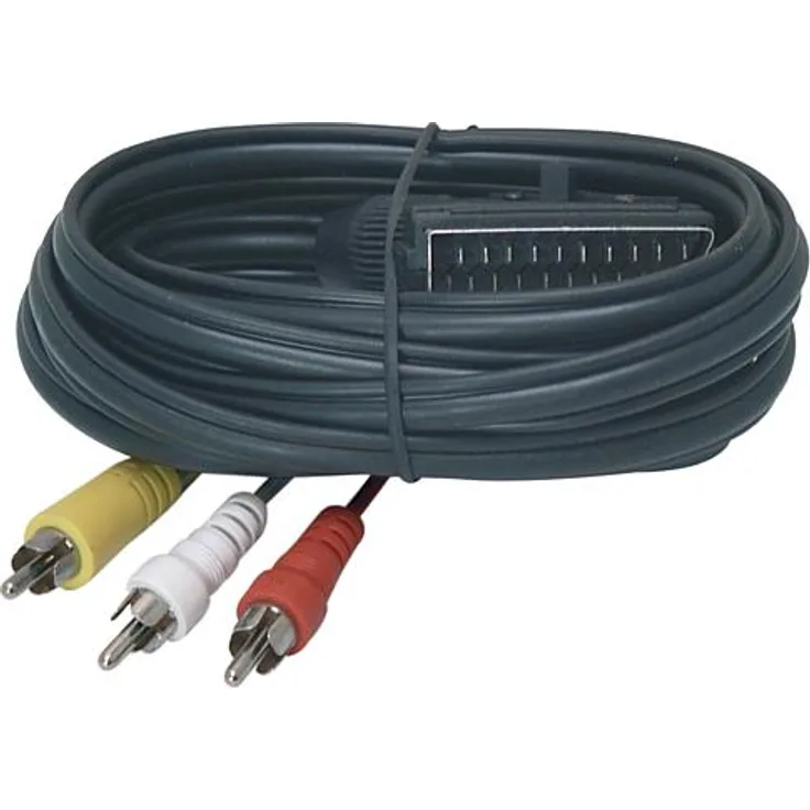 EGB Kabel Scart-Stecker-3x Cinch-Stecker 2m Stereoton-Video,Signalfluß umschaltb.