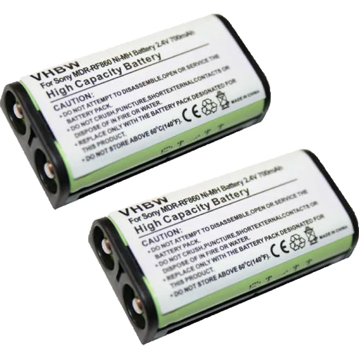 vhbw 2x Akku Ersatz für Sony BP-HP550-11 für Wireless Headset Kopfhörer (700mAh, 2,4V, NiMH)